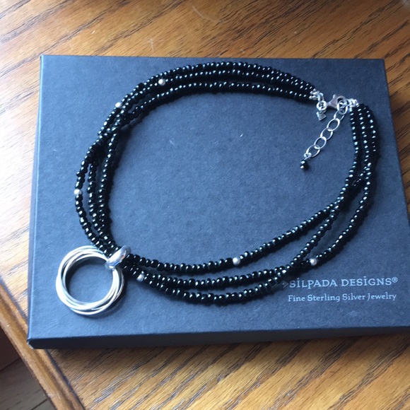 Silpada Jewelry Silpada Black Bead Necklace With A Ss Circle Poshmark